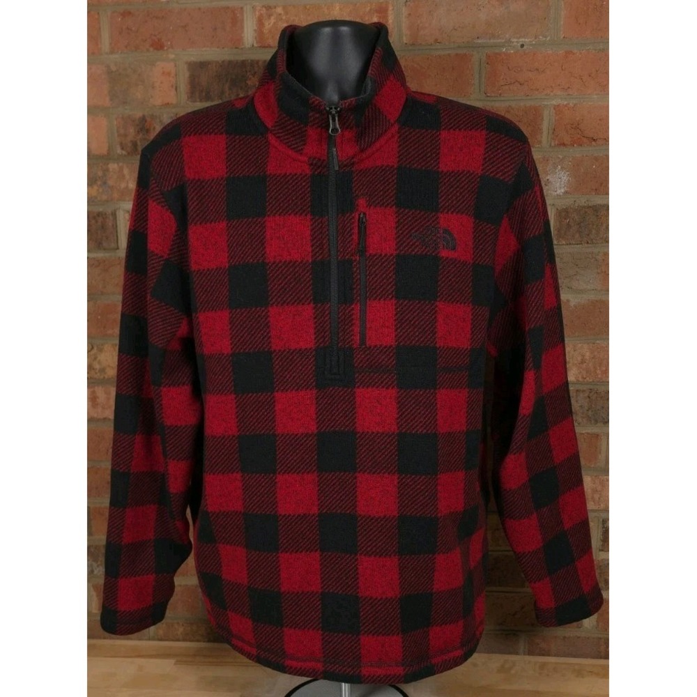 The North Face Novelty Gordon Lyons 1/4 Zip Sweater Buffalo Plaid Size XL Red
